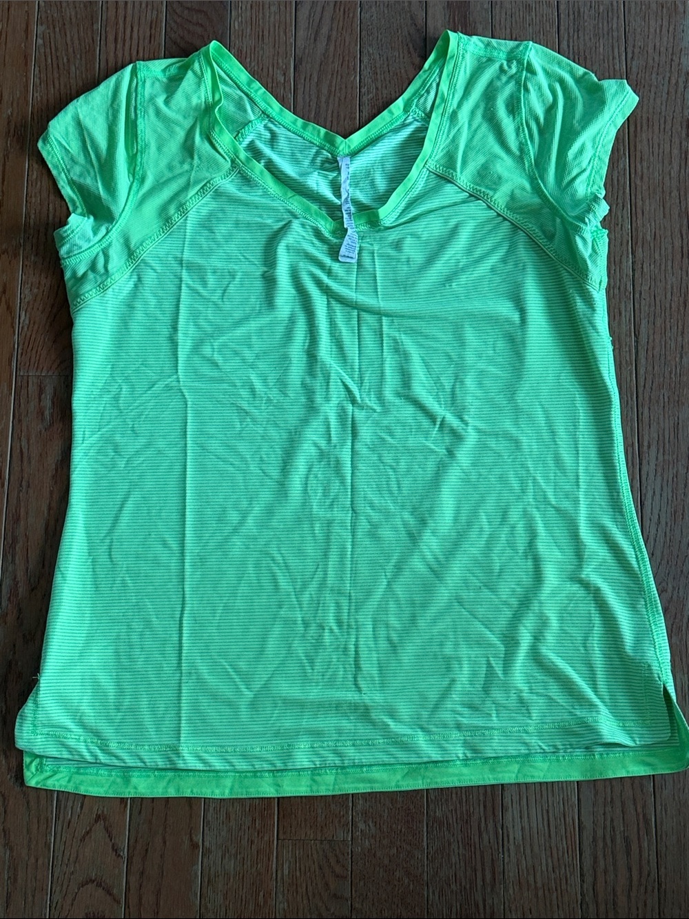 lululemon athletica Neon Green V-Neck Short Sleeve Top